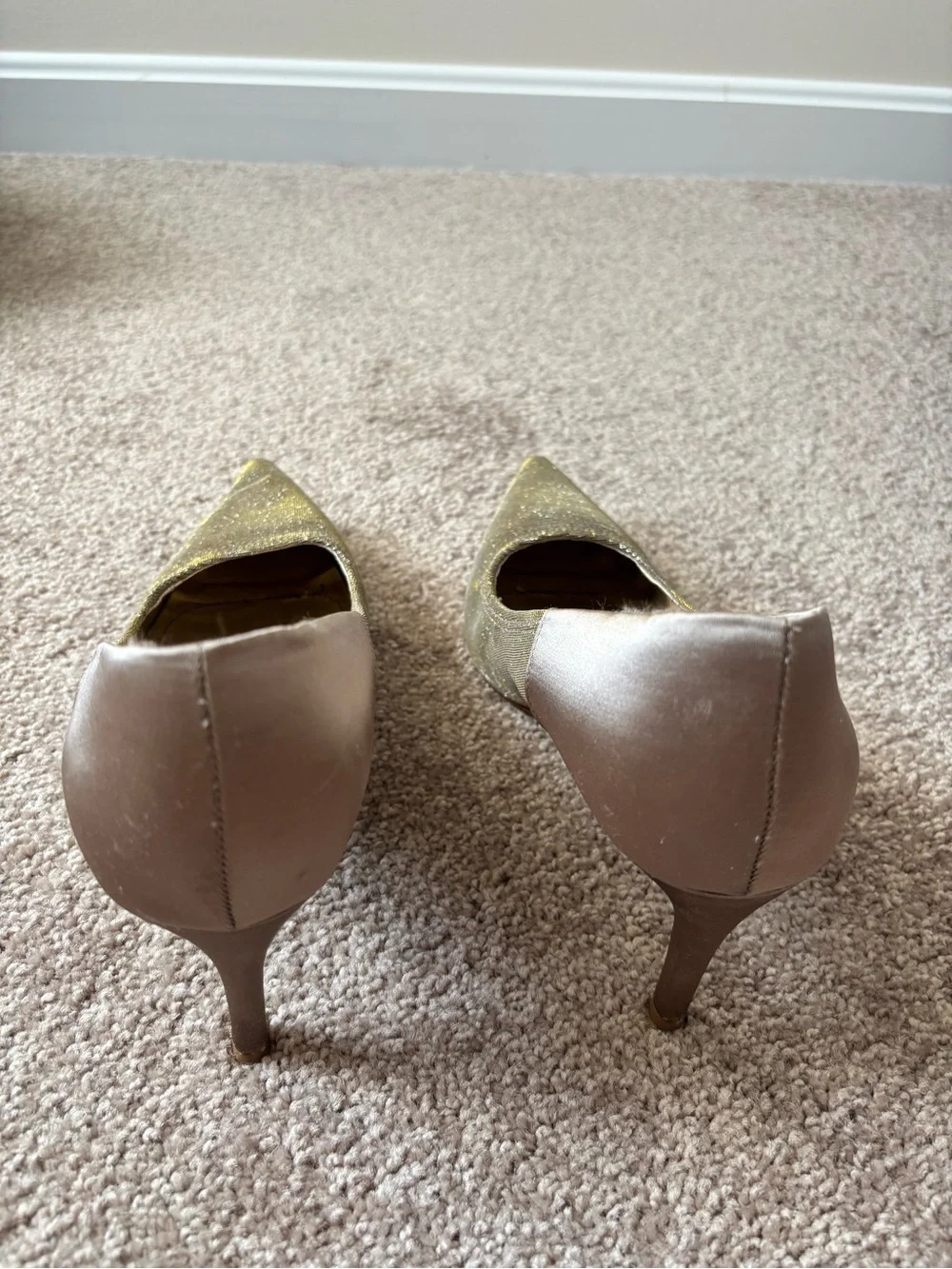 Tahari Pointed-Toe Women's Heels in Shimmery Gold and Taupe